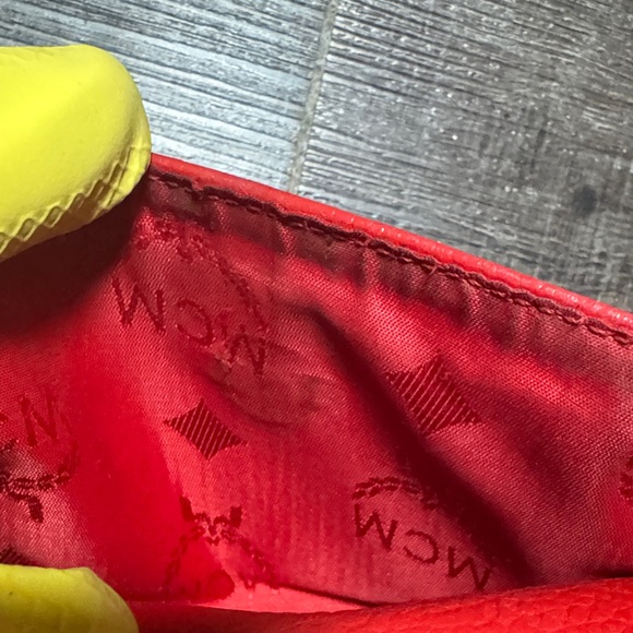 VTG MCM  Red Leather Backpack with Gold Accents - Picture 4 of 16